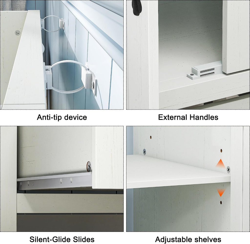 Quikraen 24 Inch Bathroom Vanities,Sink Vanity for Small Space,Adjustable Upper Storage Cabinets and Lower Drawers Modern Bathroom Vanities Excluding the Sink（White）