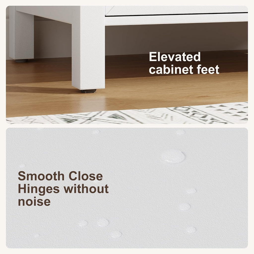 GAOMON 24' Bathroom Vanity with Ceramic Sink, Bathroom Storage Cabinet with Drawer and 2 Soft Closing Doors, Single Sink Bathroom Vanity with Integral Top, White