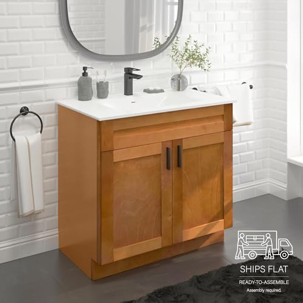 Maple Shaker Sink Base Bathroom Vanity 24'/30'/36' Width (36' Width)