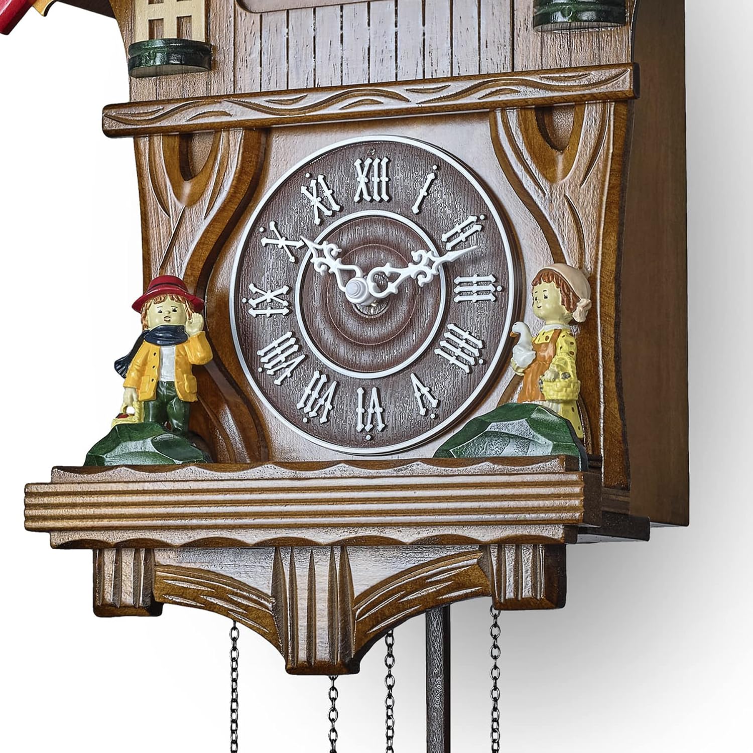 TIMEGEAR Cuckoo Clock with Night Mode and Quartz Movement in Traditional German Style