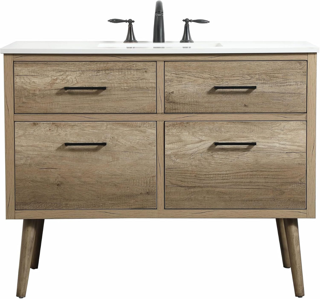 42' Bathroom Vanity, Engineered Wood (MDF/Laminate), Yellow/Light Wood