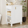 24-inch Bathroom Vanity with Sink Combo, Free-Standing Single Storage Cabinet with Door Shelf, Side Open Storage, and Cabinet, Vanity with Ceramic Basin for Bathroom (White)