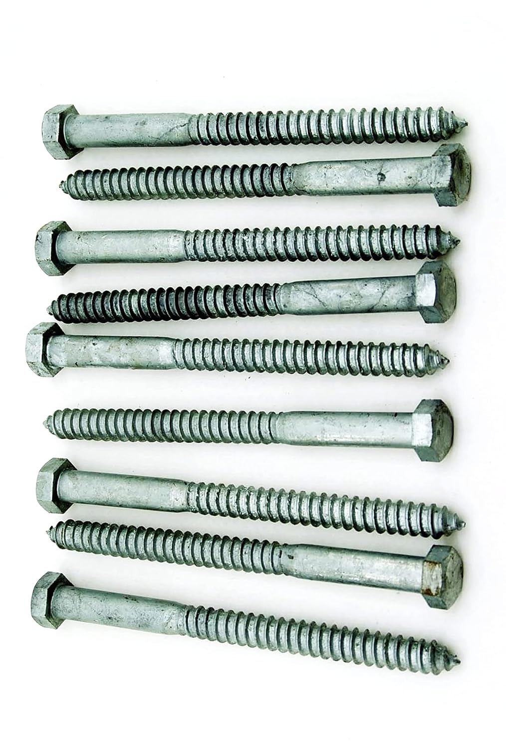 New Pack of (10) Galvanized Hex Head 5/8 x 8 Lag Bolts Wood Screws Multi-Purpose Comprehensive Hardware Fastener Assortment Kit MoPNEM03335