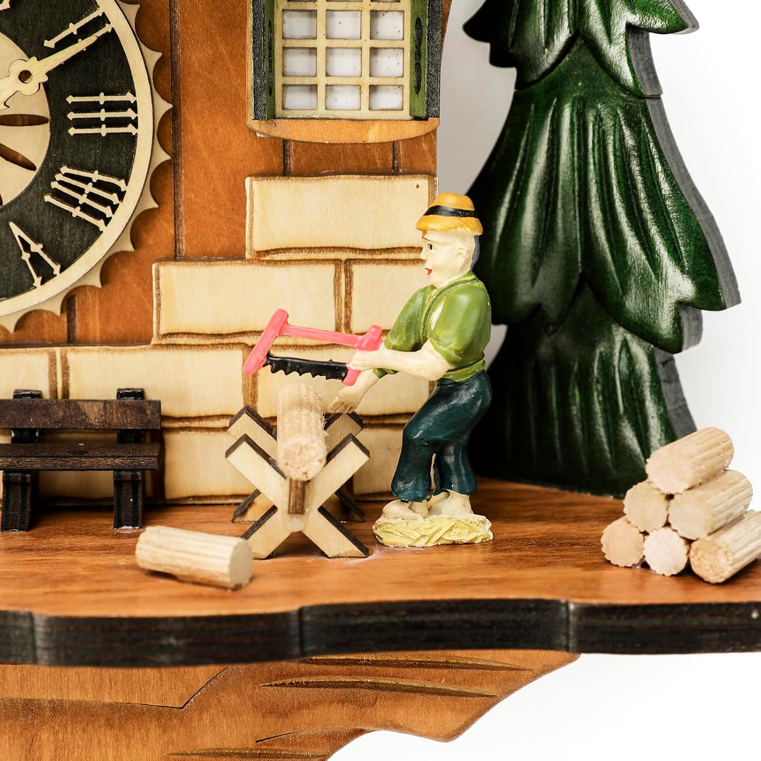 Musical Cuckoo Clock with Rotating Dancer Stage - 12 Melodies, Volume Control & Night Mode, Germany Style Black Forest Wall Clock for Home Decor Gift,Gifts for Family