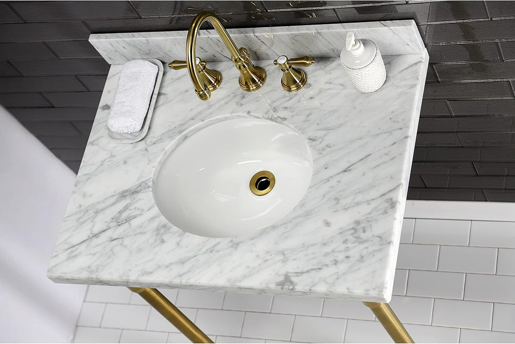 Kingston Brass KVPB3022M38 Fauceture Templeton Vanity with Tops with 17' x 14' Undermount Sink, 30' L x 22' W x 12-1/4' D, Carrara Marble White