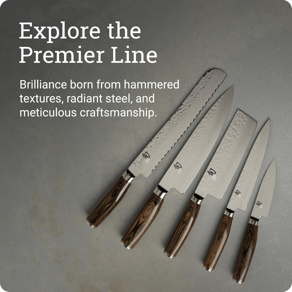 Shun Premier 6.5' Utility Knife, Handcrafted Japanese Knife, VG-MAX Core with Damascus Stainless Steel Cladding, Pakkawood Handle, Precision and Sharpness for Professional and Home Chefs