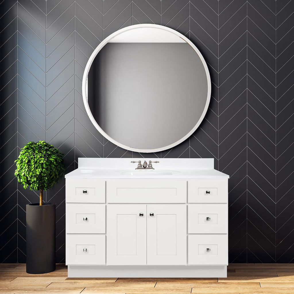 Brookings 48 Inch Bathroom Vanity, Shaker, Solid Wood, Fully Assembled, Sherwin Williams® White – Design House, 215798