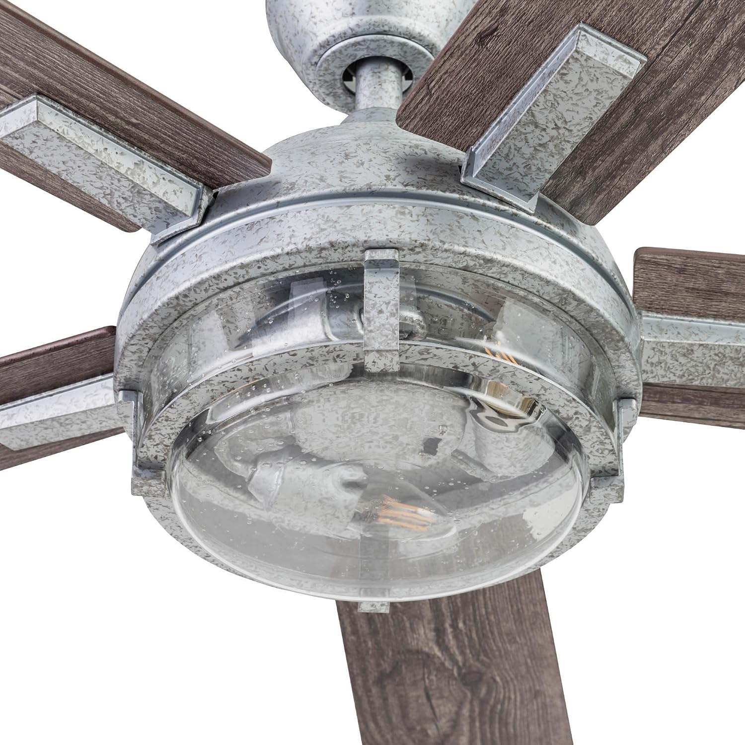 Prominence Home Freyr, 52 Inch Indoor Outdoor LED Ceiling Fan with Light, Remote Control, Dual Mounting Options, 5 Dual Finish Blades, Reversible Motor -51484-01 (Painted Galvanized)