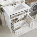 Harper & Bright Designs 30' Bathroom Vanity with Sink, Free Standing Vanity Set with Tip-Out Drawer, 2 Drawers, and Adjustable Shelf, Wood Bathroom Cabinet with Ceramic Basin for Bathroom, White