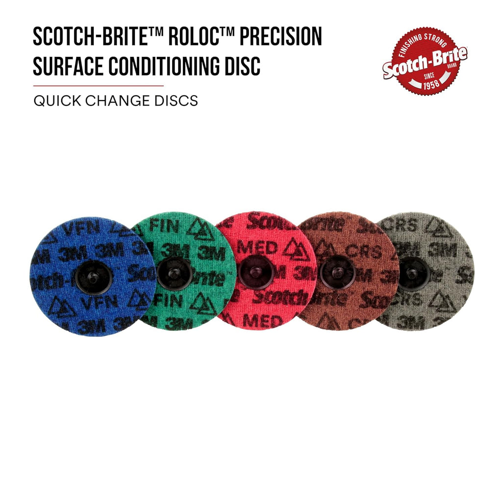 Scotch-Brite Roloc Precision Surface Conditioning Disc, PN-DS, Very Fine, TS, 1 in, Pack of 200, General Purpose Discs for Cleaning, Blending, Deburring, Finishing on Aluminum, Soft Metals