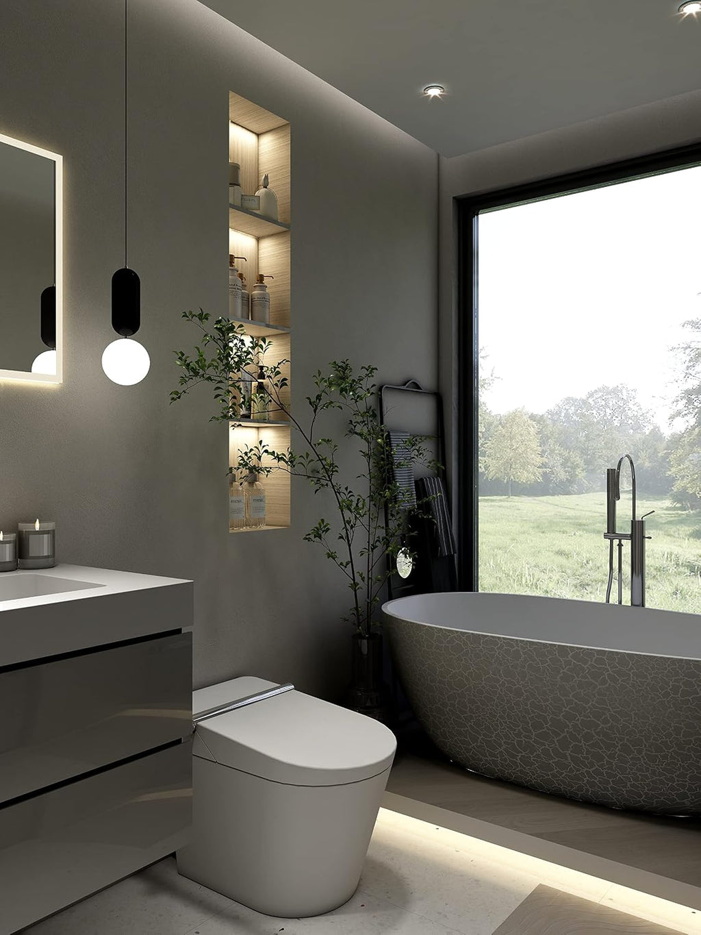 Alice 36 Inch Bathroom Vanity with Sink with Overflow, Large Storage Small Bathroom Vanity for Modern One-Piece Basin Minimalist Bathroom Sink Cabinet