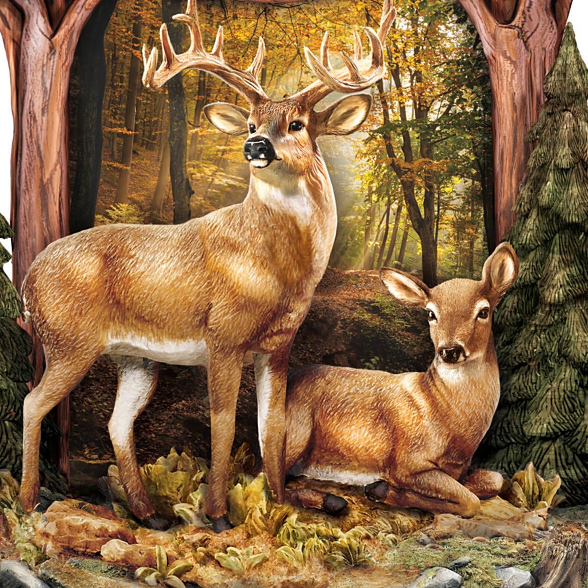 The Bradford Exchange Whitetail Deer Gathering Cuckoo Clock