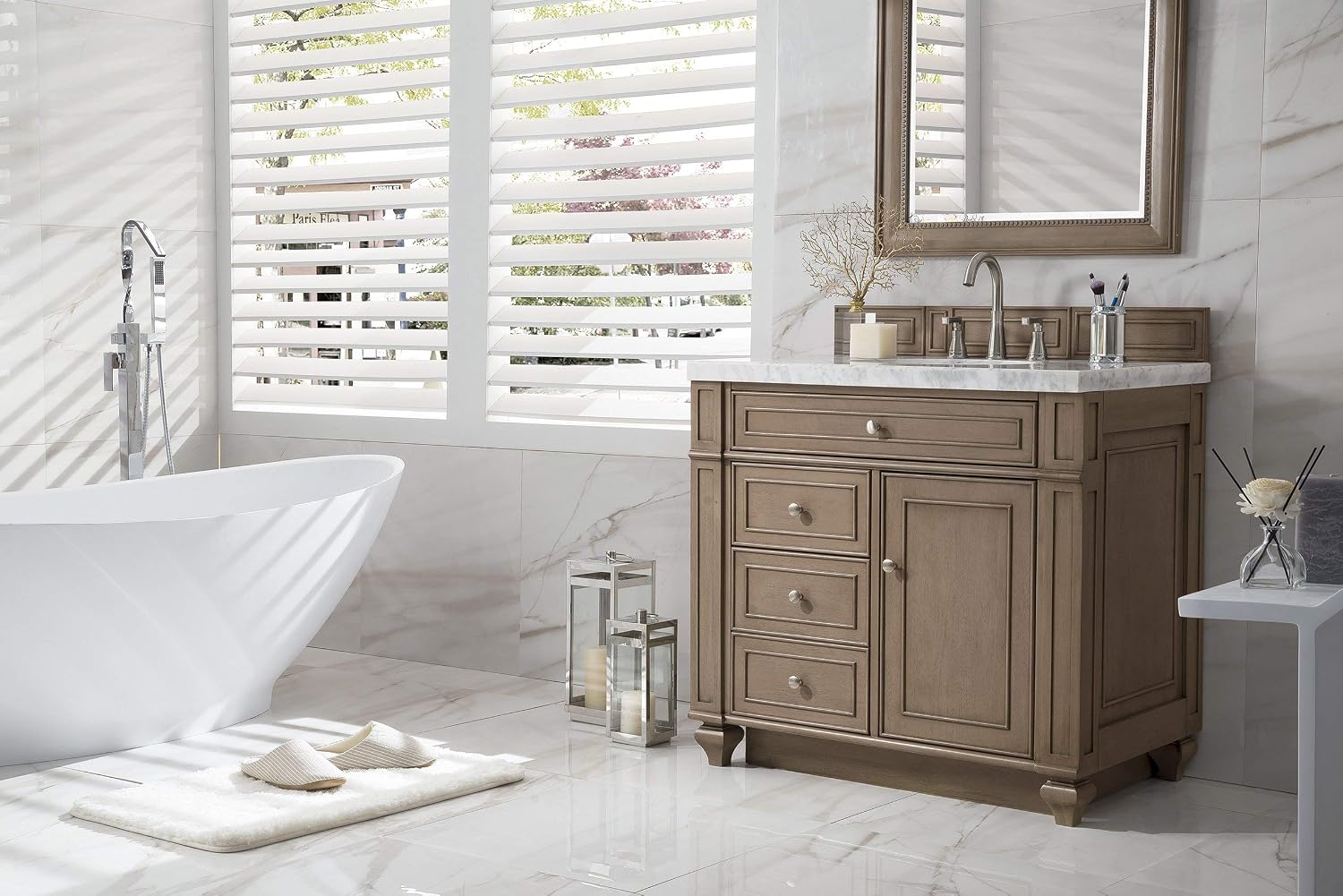 James Martin Bristol 36' Single Bathroom Vanity in Whitewashed Walnut (Top Not Included)