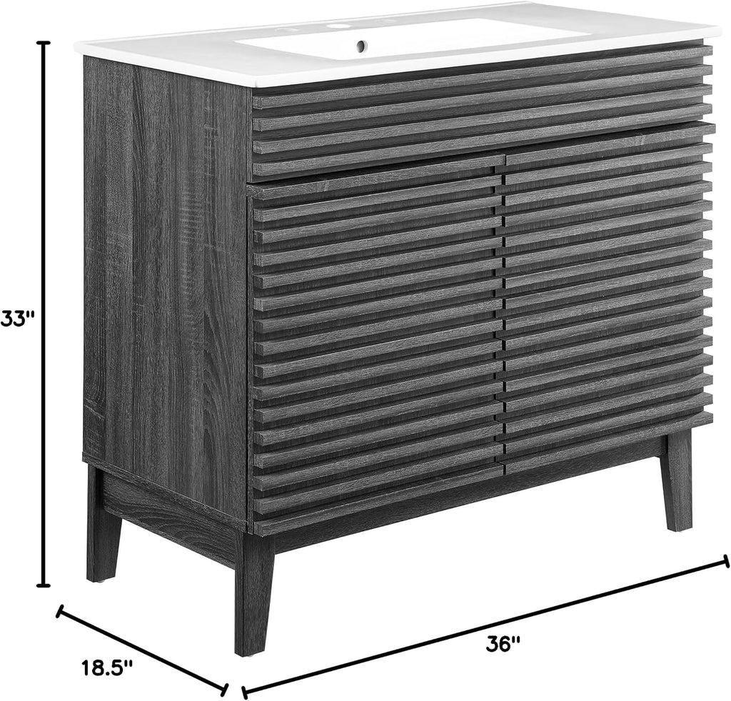 Modway Render 36' Bathroom Vanity in Charcoal White