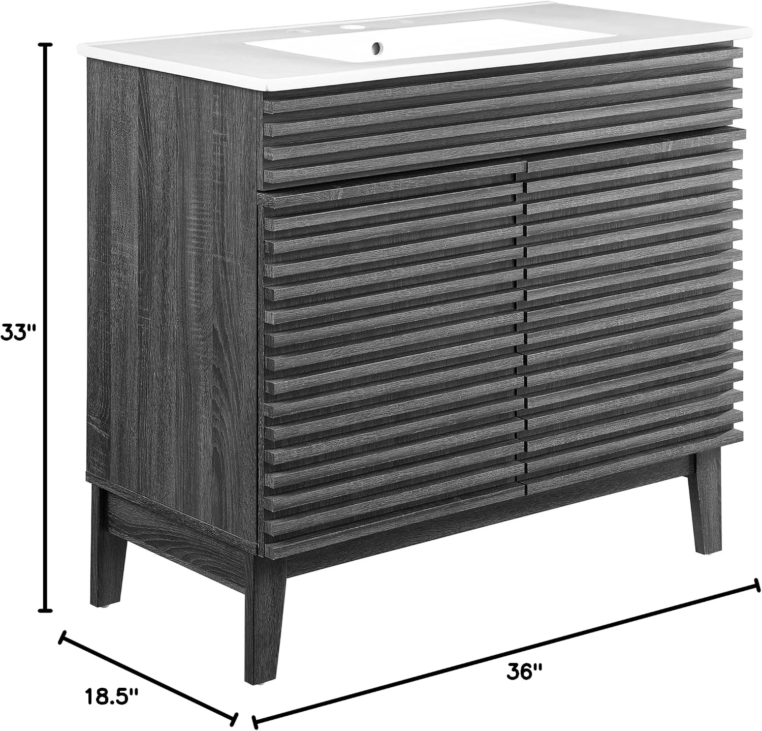 Modway Render 36' Bathroom Vanity in Charcoal White