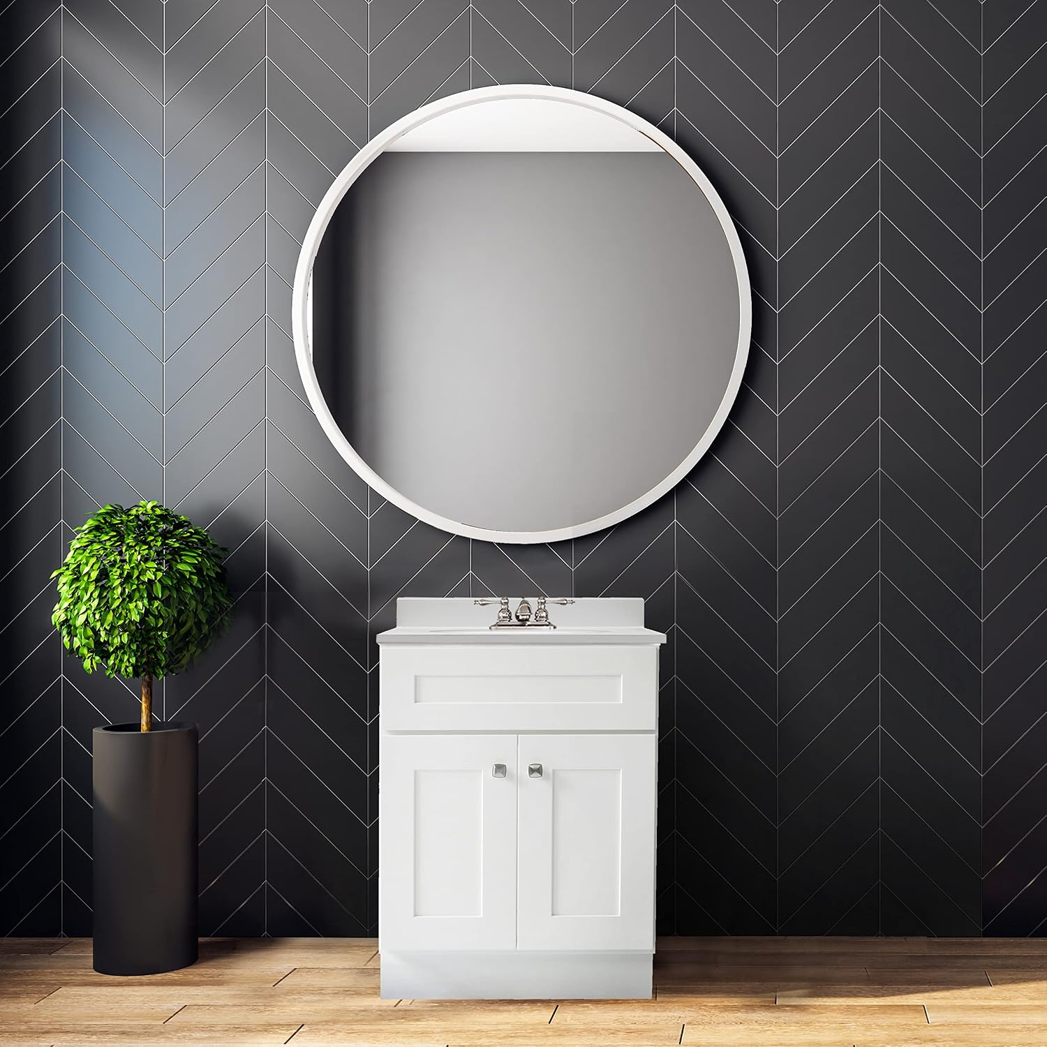 Design House Brookings 25 Inch Bathroom Vanity with Top, Ready to Assemble, Sherwin Williams® White – Design House, 584862