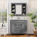 Merax 36' Bathroom Vanities with Matching Medicine Cabinet & Single Sink, Modern Undermount Bathroom Sink Cabinet with 3 Closing Doors & 2 Full Extension Dovetail Drawers