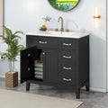 36' Vanity with Sink, Bathroom Vanity witn Top, 36 Inch Vanity and Sink with Countertop, 3 Drawers and 2 Doors for Bathroom No Mirror (Black)