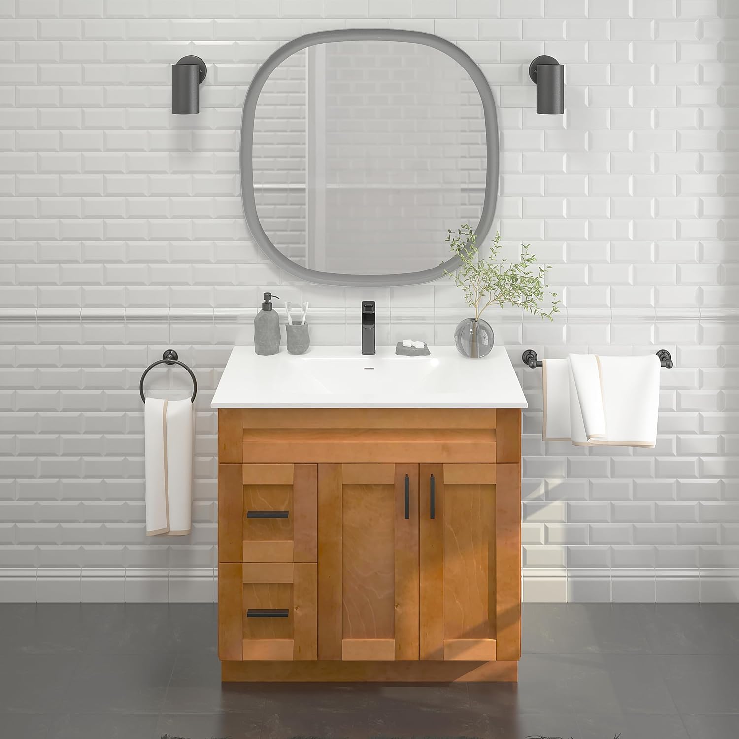 La Royal Maple Shaker Sink Base Bathroom Vanity with Drawers 36' Ready-to-Assemble Bathroom Cabinet Sink Base
