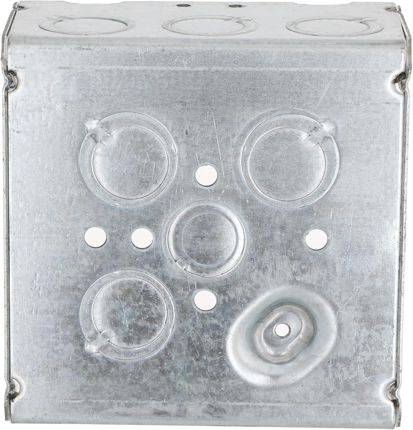 RACO 8257SP 4-11/16 in. Welded Square Box, 2-1/8 in. Deep with One 1/2 in. KO & Fifteen TKO's, Raised Ground, Gray (Pack of 20)