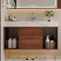 40' Bathroom Vanity with Sink Set, Modern Wall Mounted Bathroom Vanity Cabinet with Sintered Stone Top&Gold Handle 2 Drawers&2 Open Storage, Single Sink Floating Bathroom Vanities,Walnut