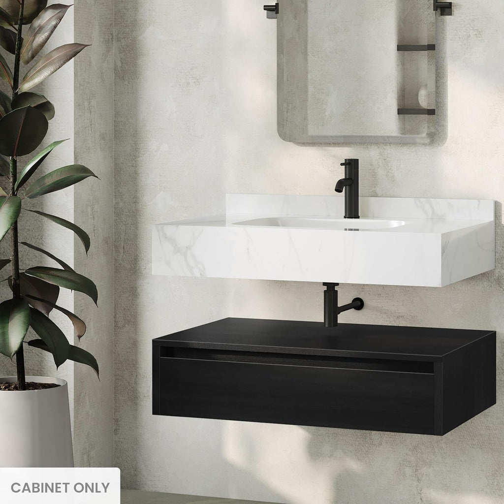 Swiss Madison Avancer 36' Wall-Mounted Bathroom Vanity Cabinet Without Top in Black Oak