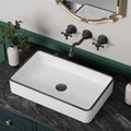 KES 20 Inch Bathroom Vessel Sink with Black Trim Above Counter Rectangular White Ceramic Countertop Sink for Cabinet Lavatory Vanity, BVS123S50-W/B