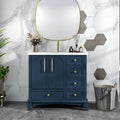 36 inch Bathroom Vanity with Sink Combo, Mid Century Modern Freestanding Bathroom Cabinet with Integrated Ceramic Sink, 4 Storage Drawers, 2 Soft Closed Doors, Adjustable Shelves, Golden Handle, Blue