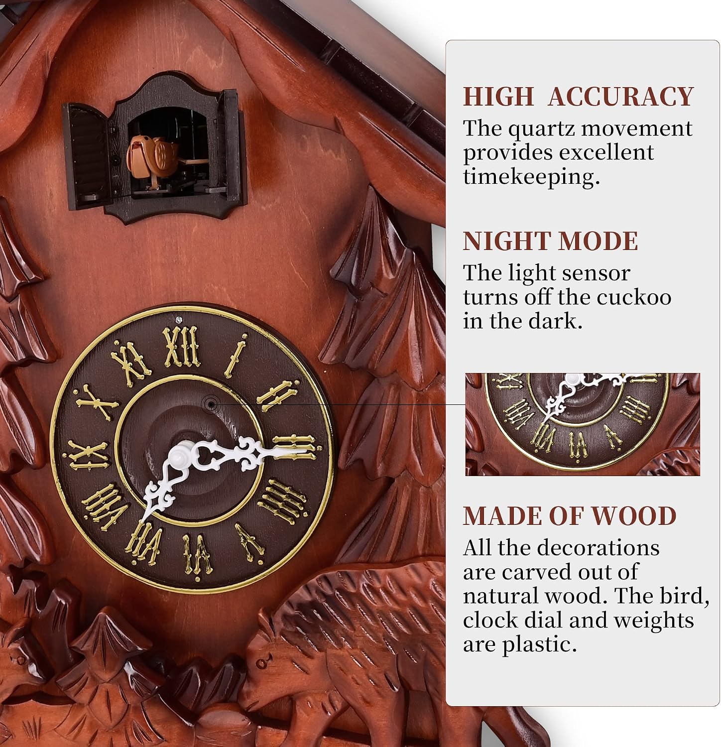 Kendal Cuckoo Clock Vintage Wall Clock Handcrafted Wood Cuckoo Clock MX317