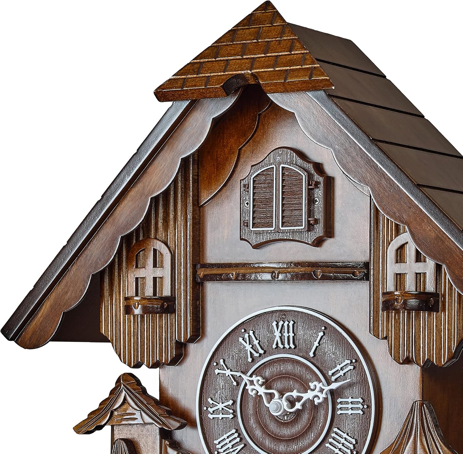 TIMEGEAR Cuckoo Clock with Quartz Movement and Automatic Night Mode (Cherry)