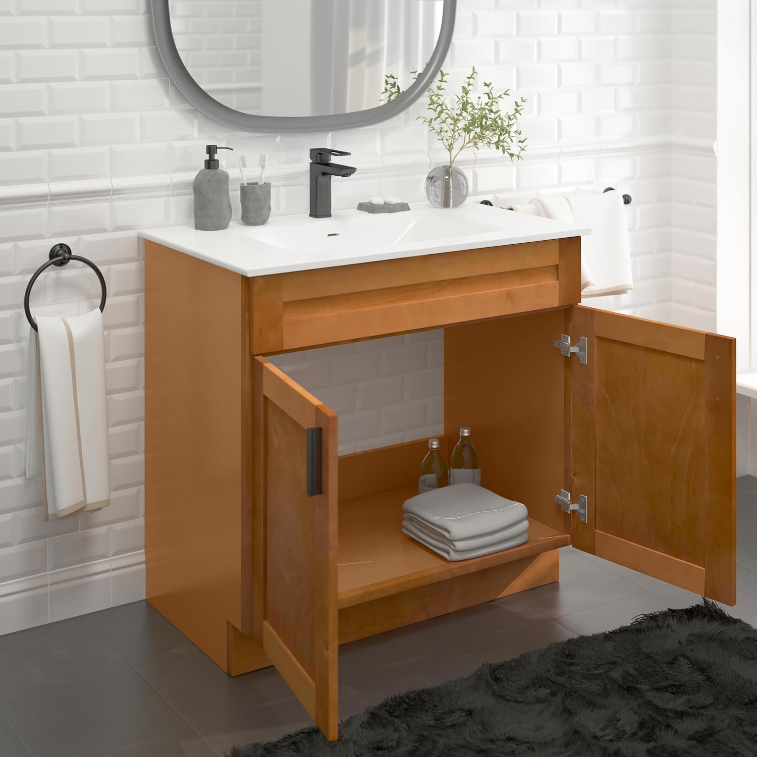 Maple Shaker Sink Base Bathroom Vanity 24'/30'/36' Width (36' Width)