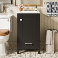 VilroCaz Modern 18'' Bathroom Vanity with Top Sink, Freestanding Bathroom Storage Cabinet with Door and Divider Drawer, Single Sink Cabinet with Adjustable Plastic Foot Pads (Black+1 Drawer)