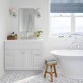 ARIEL Hamlet 42-inch Bathroom Vanity with Sink,Solid Wood, 1.5-inch Pure White Quartz Countertop & Backsplash, Single Oval Sink, 2 Soft Closing Doors, 4 Dovetail Drawers, White
