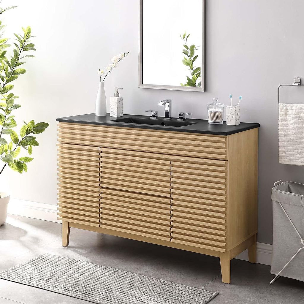 Modway Render 48' Single Bathroom Vanity in Oak Black