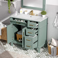 LUMISOL 36' Bathroom Vanity with Sink Combo, Modern Green Bathroom Storage Cabinet with Tip-Out Drawer, 3 Drawers & 2 Soft-Close Doors, Solid Wood Bathroom Vanity with Ceramic Sink, Green