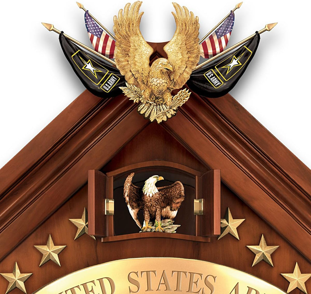 The Bradford Exchange US Army Cuckoo Clock with James Dietz Artwork Plays Tune of Official Army Song