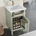 20'' Bathroom Vanity with Sink, Freestanding Storage Cabinet with Tilt-Out Drawer, Adjustable Shelf and Solid Wood Legs for Small Bathroom (Green-4.10)