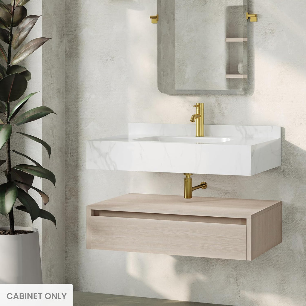 Swiss Madison Avancer 36' Wall-Mounted Bathroom Vanity Cabinet Without Top in White Oak