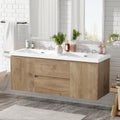 60'' Floating Bathroom Vanity with Sink, Wall-Mounted Cabinet with Drawer & Doors, SMC Resin Top Undermount Basin, Soft-Close, No Handle for Large Bathrooms