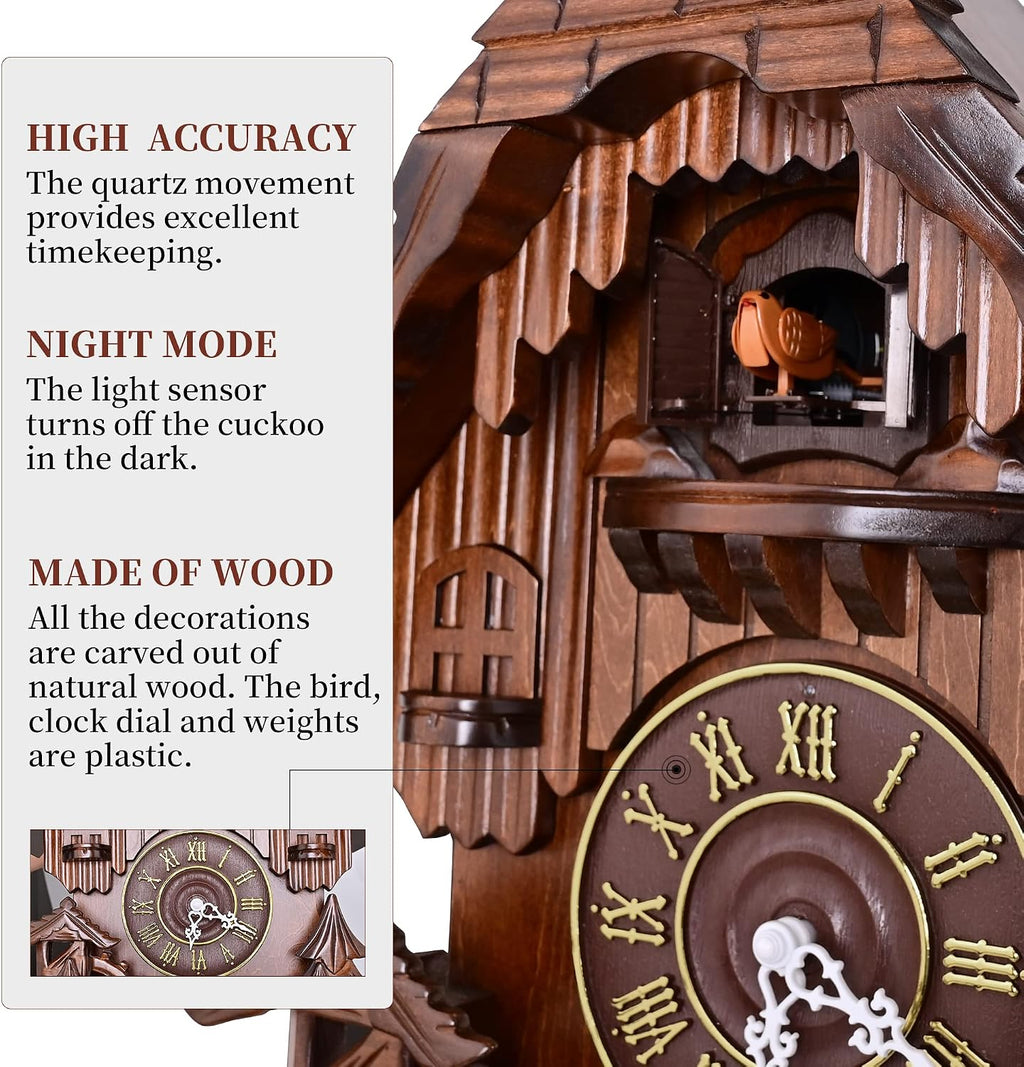 Kendal Cuckoo Clock Vintage Wall Clock Handcrafted Wood Cuckoo Clock Black Forest House Home Decor MX207C
