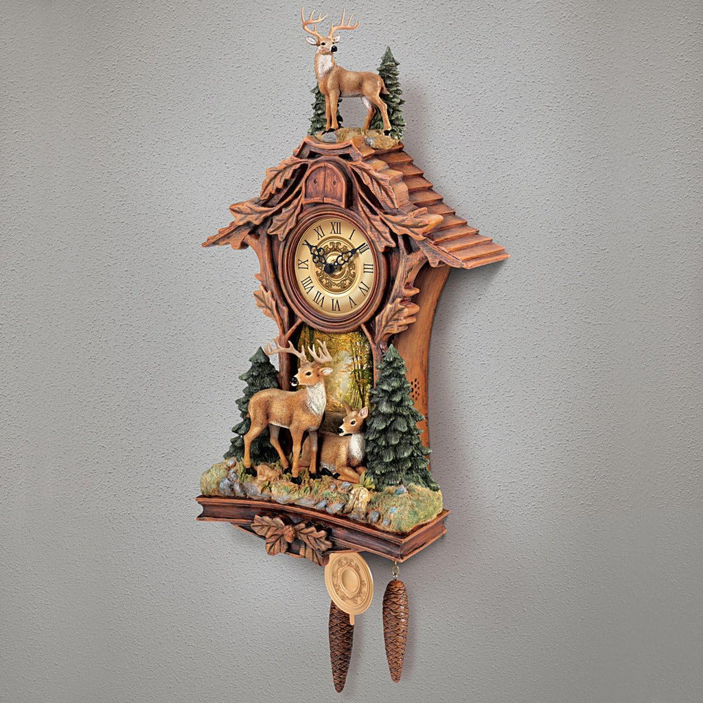 The Bradford Exchange Whitetail Deer Gathering Cuckoo Clock