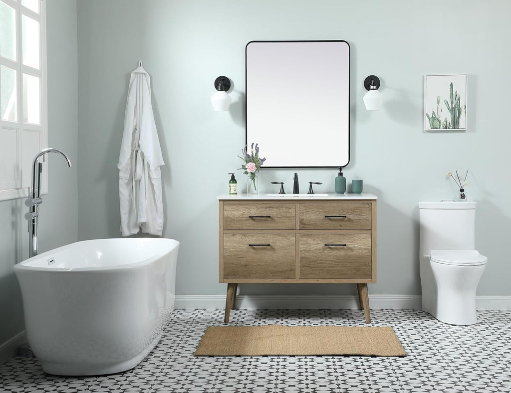 42' Bathroom Vanity, Engineered Wood (MDF/Laminate), Yellow/Light Wood