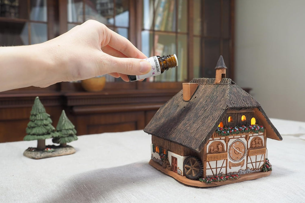 Ceramic Miniature House Cuckoo Clock House in Black Forest, Germany, Tealight Candle Holder Room Decoration Handcrafted Collectible Miniature Aroma Light House C298