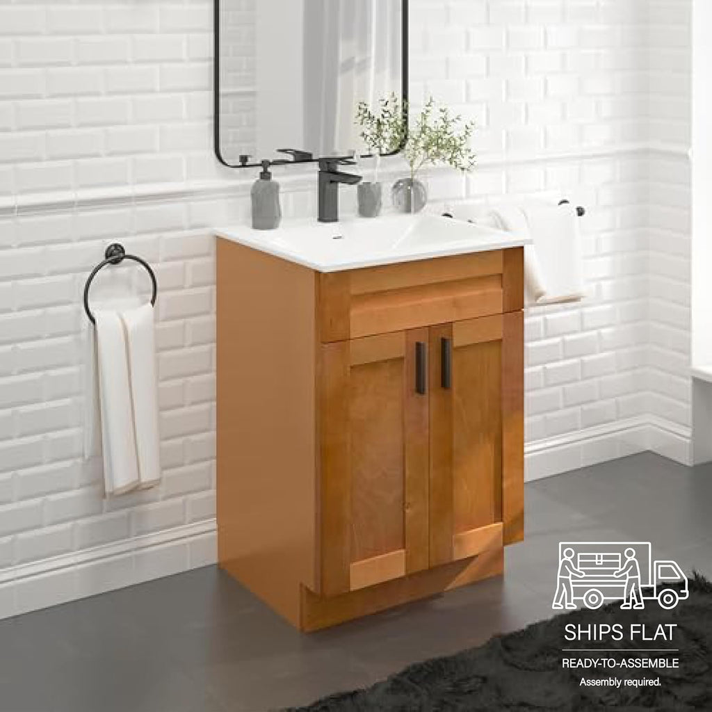 Maple Shaker Sink Base Bathroom Vanity 24'/30'/36' Width (24' Width)