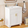 24 Inch Bathroom Vanity with Sink, Modern Bathroom Vanity with Ceramic Basin and Countertop, Narrow Design for Small Bathroom, White