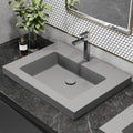 Semi Recessed Bathroom Sink, 23.4 Inch Rectangular Bathroom Vessel Sink, Drop-In Countertop Basin with Single Faucet Hole, Center Drain Assembly for Modern Vanity Cabinet, Gray