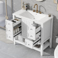 Harper & Bright Designs 36' Bathroom Vanity with Sink, Free Standing Single Basin Vanity Set with One Cabinet and Three Drawers, Wooden Bathroom Cabinet with Ceramic Sink for Bathroom, White