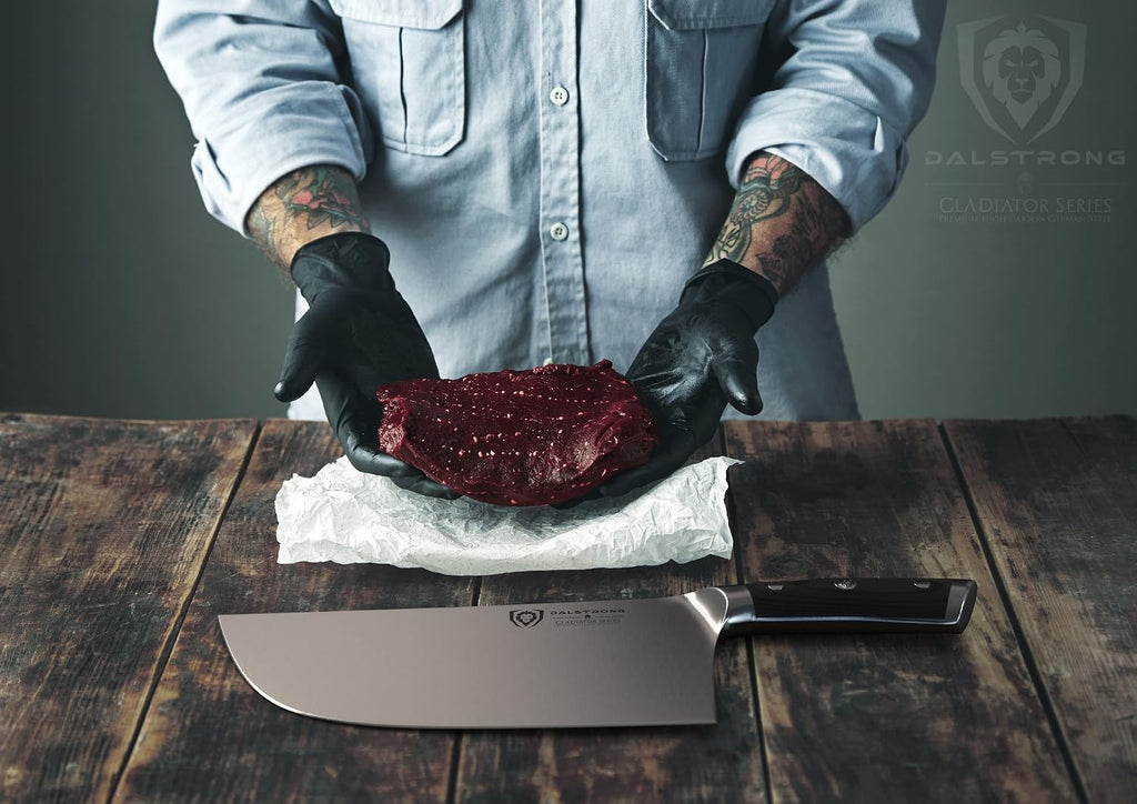 Dalstrong Meat Cleaver Knife-9'- Gladiator Series-'The Ravager'-Heavy Duty Butcher Kitchen Knife Gift-Forged High Carbon German Steel-BBQ, Meat Knife-w/Sheath-NSF Certified
