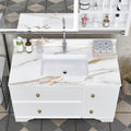 43 Inch Marble Vanity Top with Sink, Sintered Stone Vanity Sink Top with Undermount Ceramic Sink & Backsplash, Single Hole Countertops for Bathroom (Belly Golden)