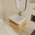 24 Inch Floating Bathroom Vanity with Sink, 24'' Wall Mount Vanity with Resin Countertop, Soft Close Doors, Double Door Storage Cabinet for Small Bathroom, Apartment, Powder Room